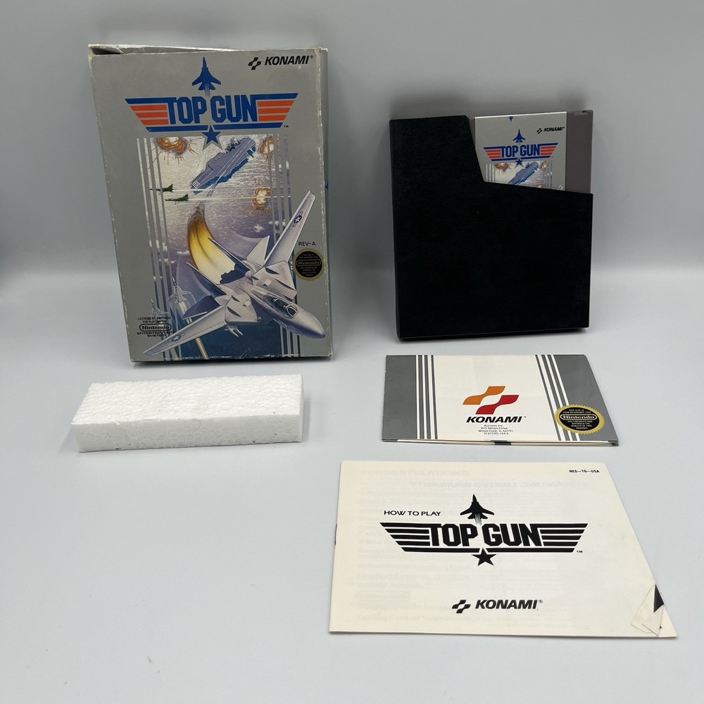 Top Gun NES Complete CIB Box Manual 3-Screw Cartridge Tested Vintage